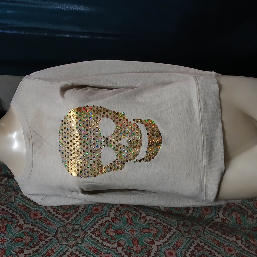 Hard Candy Glitter Skull Sweater Top, Size S